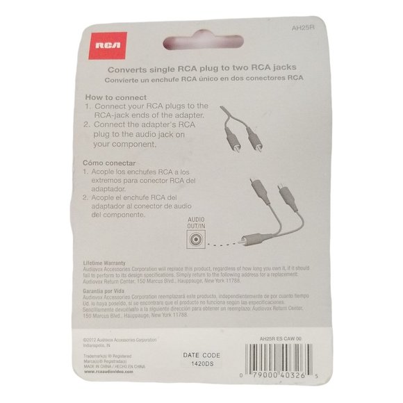 RCA Audio Y Adapter AH25R Convert RCA Plug 2 Jacks - Picture 4 of 6